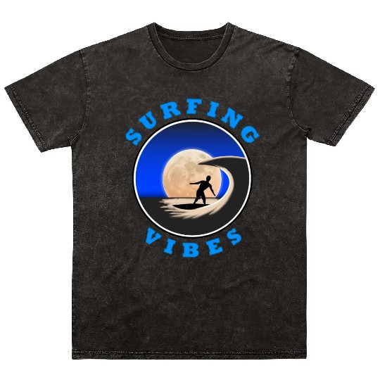 Surfing Vibes - Moon - Surfer Mineral Wash T Shirts