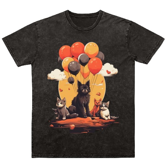 Cats, Dogs & Balloons Mineral Wash T Shirts