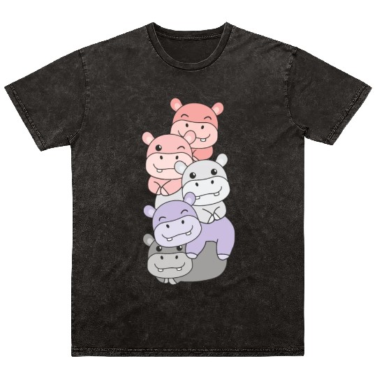 Cupioromantic Flag Pride Lgbtq Cute Hippo Mineral Wash T Shirts