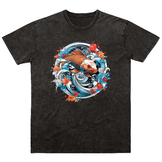 Koi Fish Koi Carp Japanese Koi Garden-Pond Koi Mineral Wash T Shirts