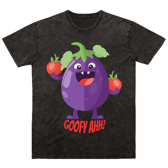 Eggplant Tomato Party Goofy Ahh Mineral Wash T Shirts