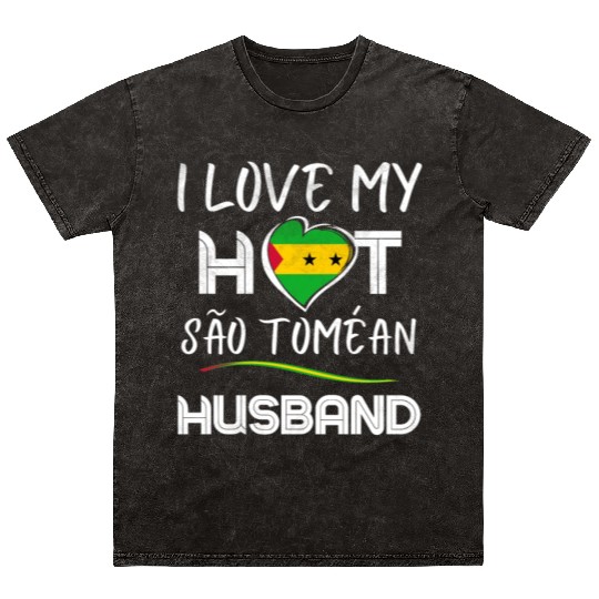 São Toméan Husband Proud Wife Mineral Wash T Shirts