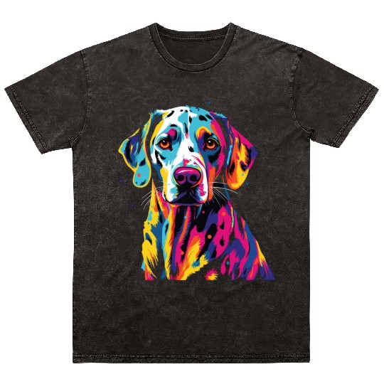 Watercolor Colorful Dalmatian Mineral Wash T Shirts