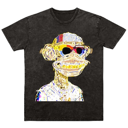 NFT Casual monkey with tattoo Mineral Wash T Shirts