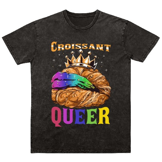 Croissant Queer French Pastry Funny LGBTQ Mineral Wash T Shirts