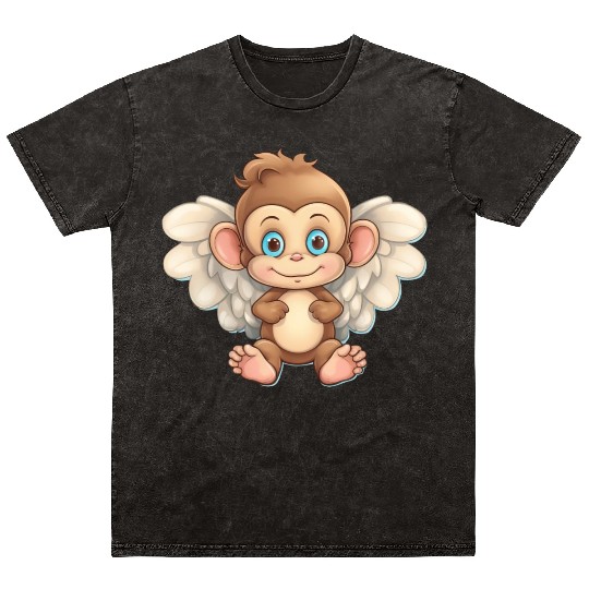 monkey chimpanzee angel flights Mineral Wash T Shirts