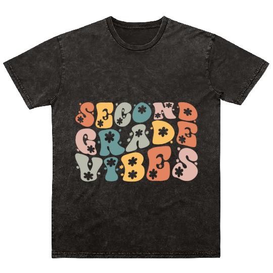 Second Grade Vibes 2nd Grade Graduation Groovy Mineral Wash T Shirts