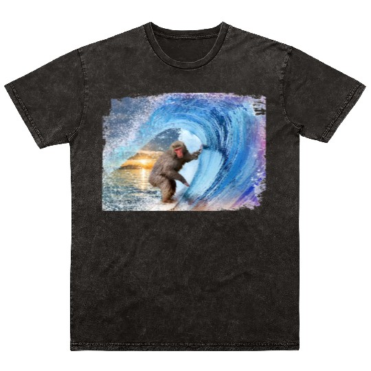 surfer monkey Mineral Wash T Shirts