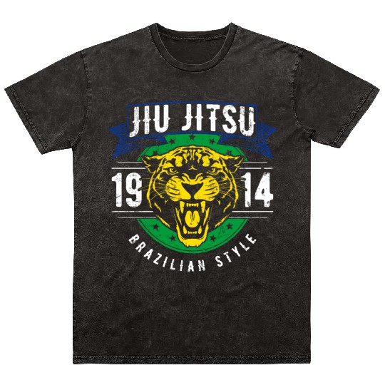 Brazilian Jiu Jitsu 1914 Jaguar head BJJ gift Mineral Wash T Shirts