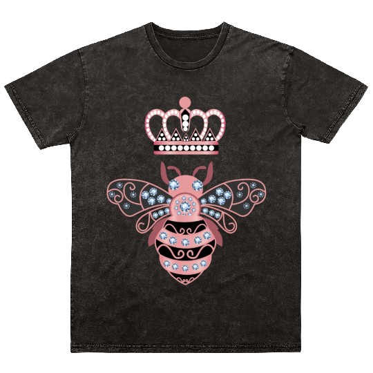 Queen Bee Crown Women Hive Beekeeping Bee Women Mineral Wash T Shirts