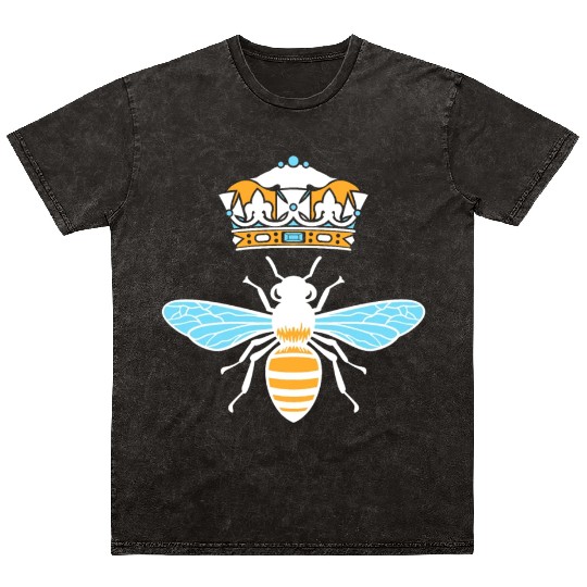 Queen Bee Crown Women Hive Beekeeping Bee Women Mineral Wash T Shirts