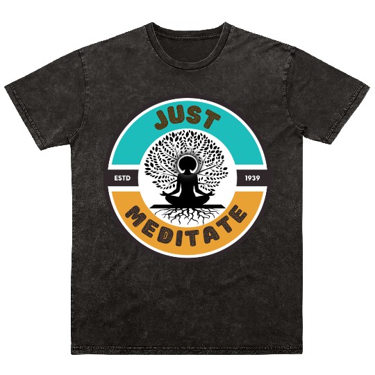 Sustainably Sourced Womens Teal Meditate Apparel Mineral Wash T Shirts