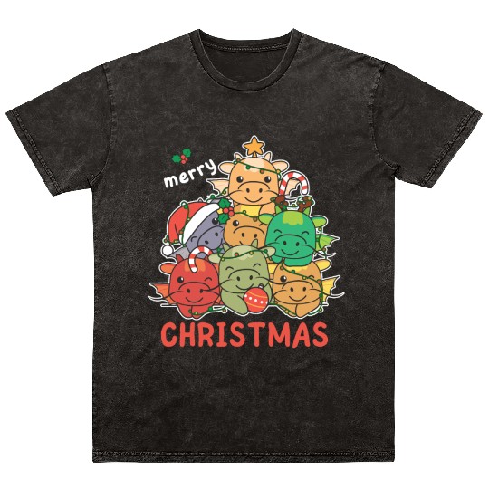 Dragon Christmas Tree Merry Christmas Mineral Wash T Shirts