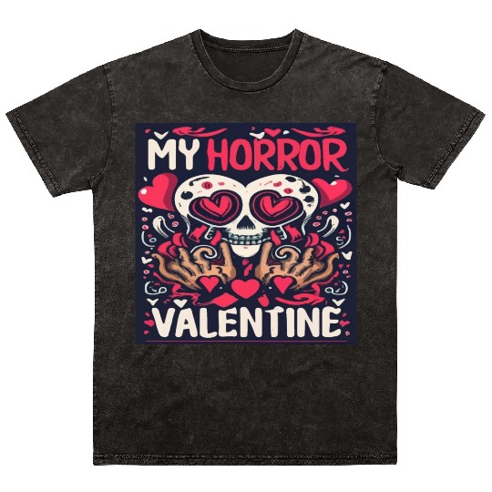 My Horror Valentine Skull Heart Mineral Wash T Shirts