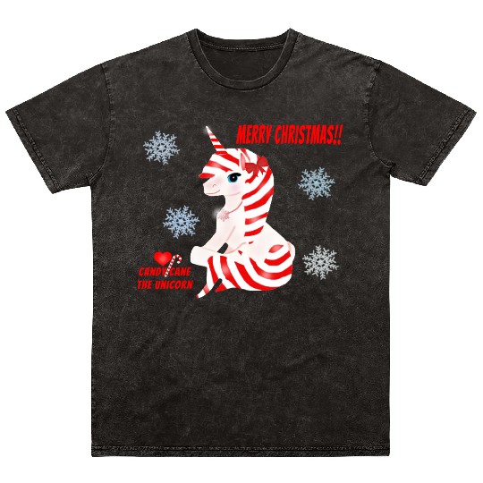 "Candy Cane the Unicorn" (Snowflake Snuggliezz) Mineral Wash T Shirts