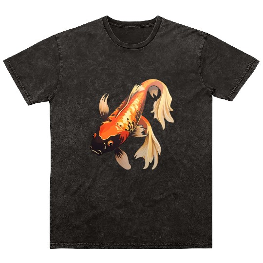 Koi Fish Japanese Carp Pond Mineral Wash T Shirts
