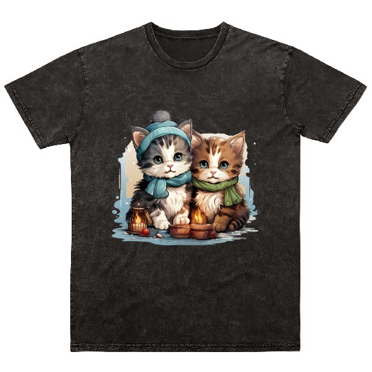 chubby kittens in Christmas stockings hanging Mineral Wash T Shirts