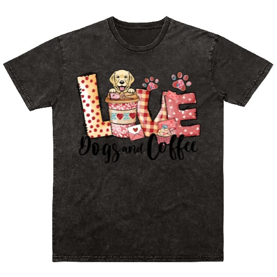 Retriever Dog Coffee Lover Dog Mom Valentines Day Mineral Wash T Shirts