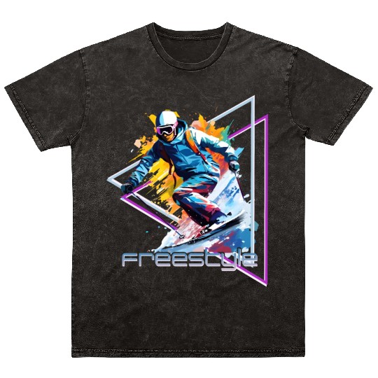 Retro Freestyle Skiing Mineral Wash T Shirts