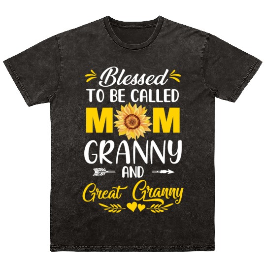 Blessed To Be Called Mom Granny Great Granny Mineral Wash T Shirts