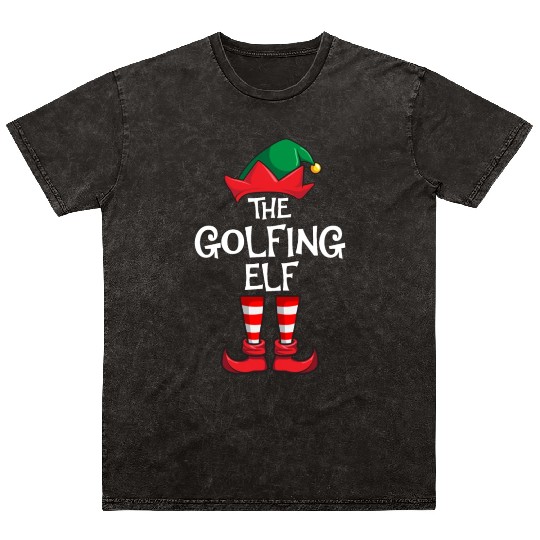 Golfing Elf Matching Family Christmas Sporty Mineral Wash T Shirts