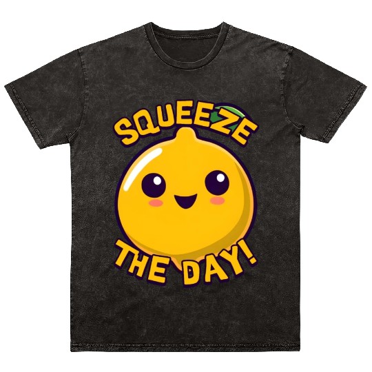 Squeeze The Day! Cute Lemon Cartoon! Mineral Wash T Shirts