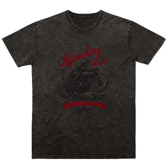 Legendary Racer Motorcycle Drive Fast NY Mineral Wash T Shirts