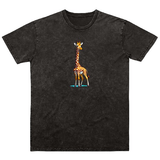 A Cartoonish Giraffe in a Playful Pose Mineral Wash T Shirts