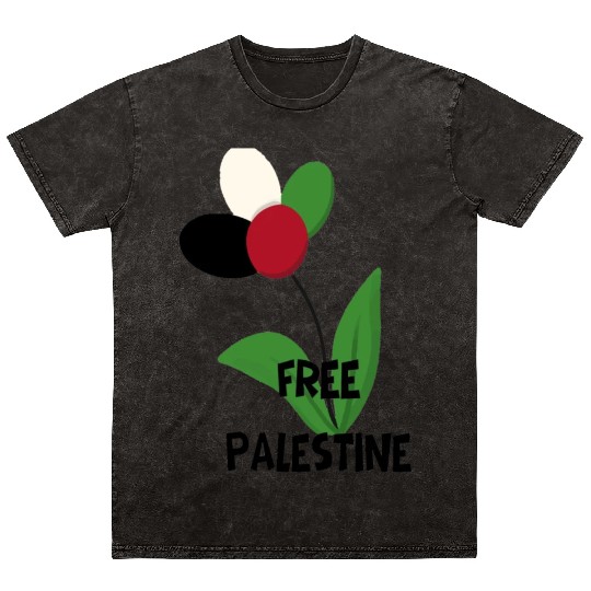 Free Palestine,Flag-colored rose ,watermelon color Mineral Wash T Shirts