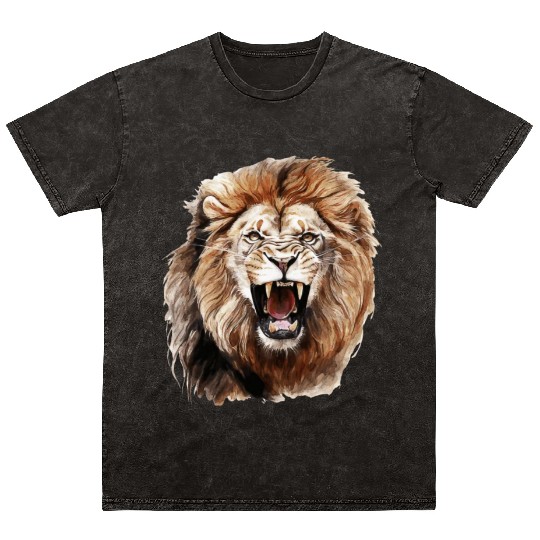 Roaring Lion Watercolor Painting Portrait Mineral Wash T Shirts