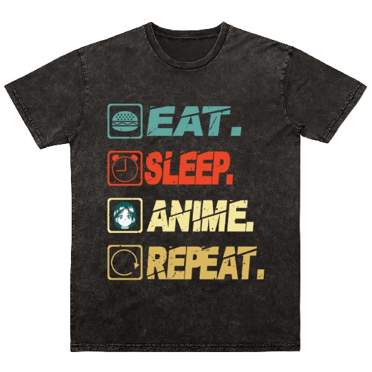 Eat Sleep Anime Repeat Ramen Kawaii Japanese Manga Mineral Wash T Shirts