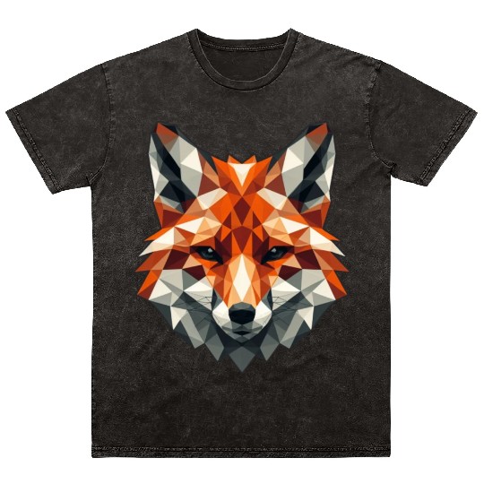 Fox head orange polygon style Mineral Wash T Shirts