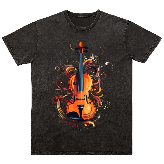 Violinist Violin Music Art Violin Player Mineral Wash T Shirts