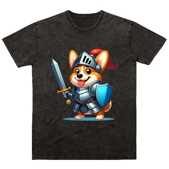 Corgi in knight armor Mineral Wash T Shirts
