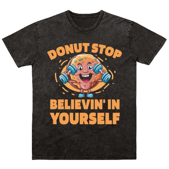 Fitness Donut Funny Donut Gym Mineral Wash T Shirts