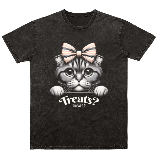 Scottish fold More Treats 23 - Cute realistic cat Mineral Wash T Shirts