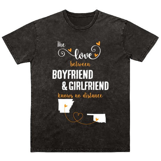 Love Between BF And GF Arkansas To Oklahoma Gift Mineral Wash T Shirts