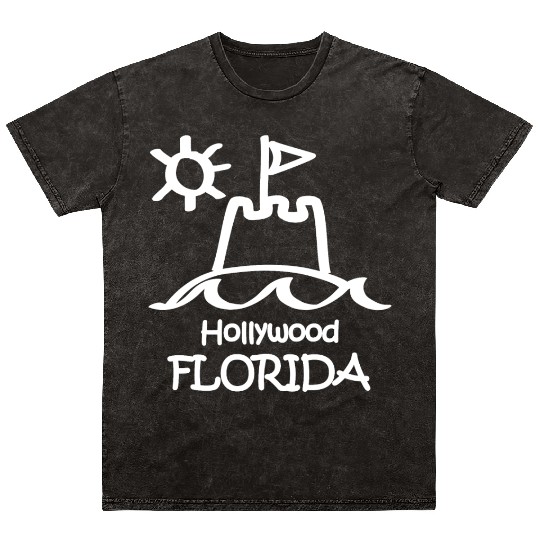 Hollywood Florida Sandcastle Souvenirs Gifts Mineral Wash T Shirts