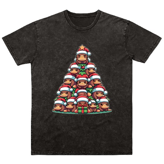 Schnabeltier Christmas Tree Merry Christmas Mineral Wash T Shirts
