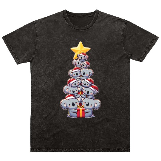 Koala Christmas Tree Merry Christmas Mineral Wash T Shirts