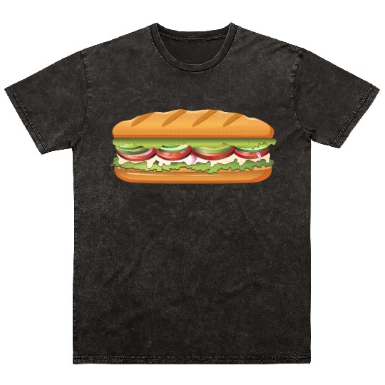 Subway Sandwich Design Mineral Wash T Shirts