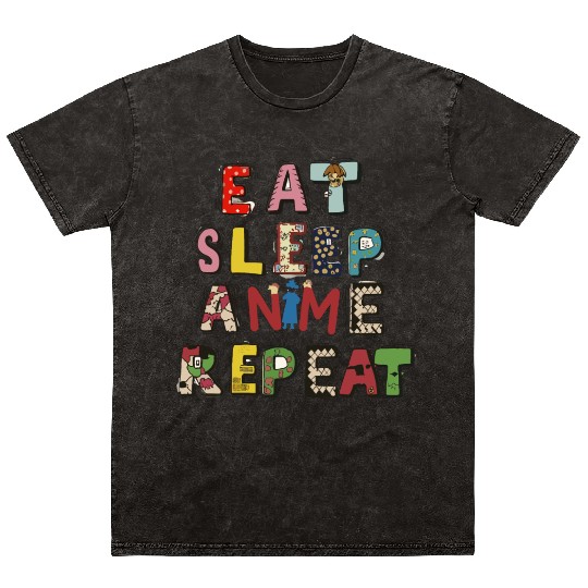 Eat Sleep Anime repeat Mineral Wash T Shirts