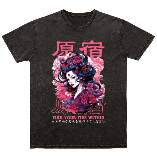 Harajuku Anime Girl Japanese Streetwear Vaporwave Mineral Wash T Shirts
