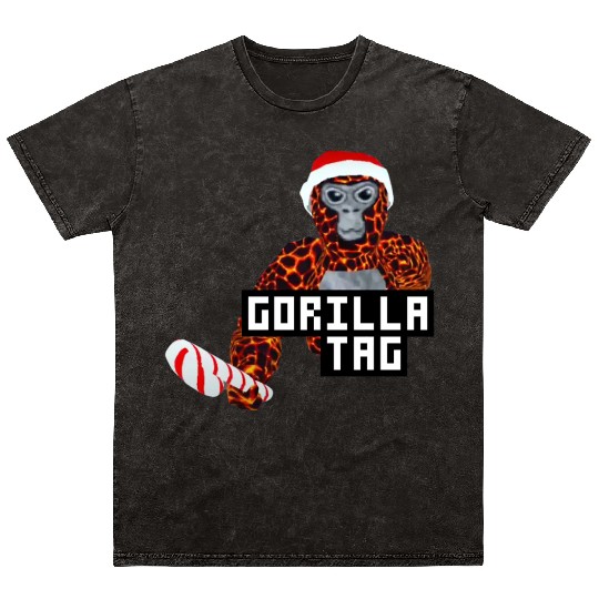 Gorilla Tag Santa Monkey Candy Cane Gorilla Mineral Wash T Shirts