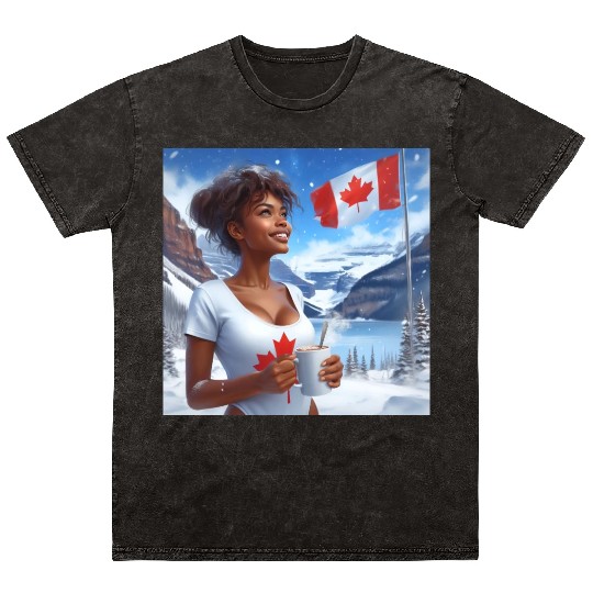 Canadian Winter Snow in Banff Canada Mineral Wash T Shirts