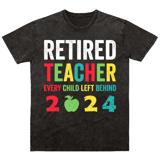 Retired Teacher EST 2024 Mineral Wash T Shirts