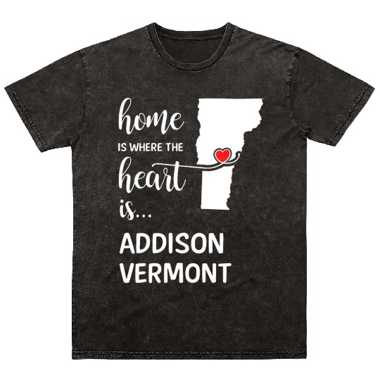 Addison County Vermont Is Where My Heart Is Gift Mineral Wash T Shirts