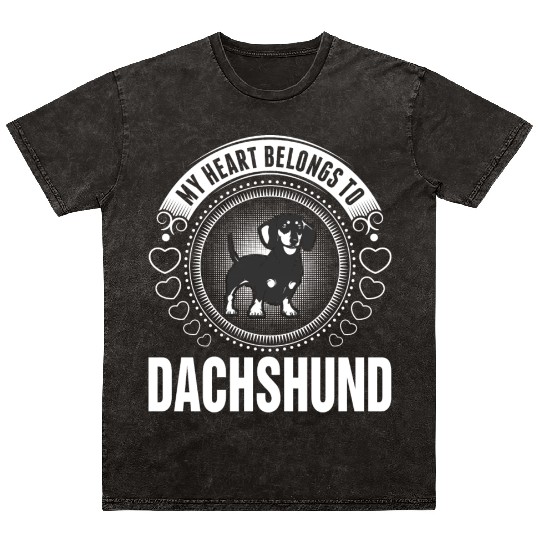 My Heart Belongs To Dachshund Dog Mineral Wash T Shirts