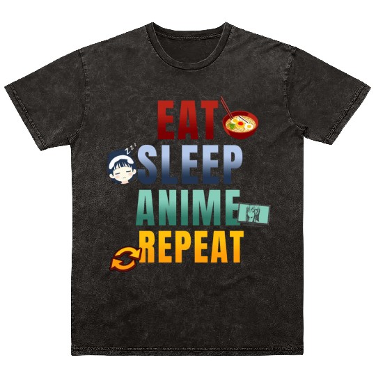 Eat Sleep Anime Repeat Cute Manga Animes Mineral Wash T Shirts