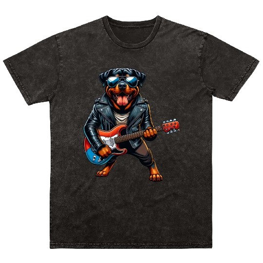 Rottweiler dog guitar design Mineral Wash T Shirts